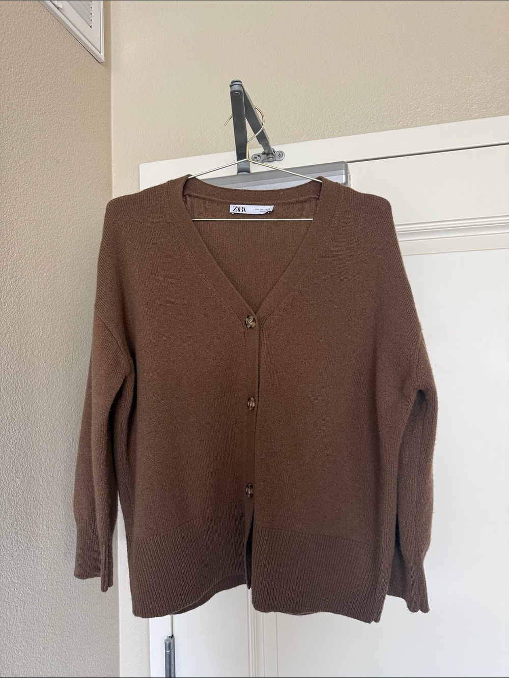 Zara Chocolate Brown V-Neck Button Cardigan